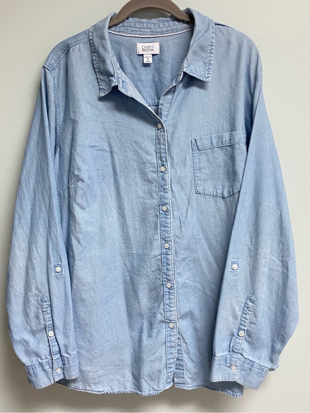 CROFT & BARROW CHAMBRAY TOP - 2X